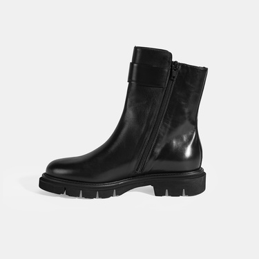  Luca Grossi Kadın Siyah Metal Tokalı Deri Bot