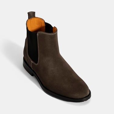  Kadın Kahve Lastik Detaylı Süet Deri Bot