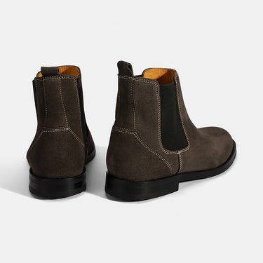  Kadın Kahve Lastik Detaylı Süet Deri Bot