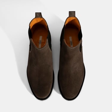  Kadın Kahve Lastik Detaylı Süet Deri Bot