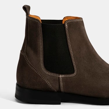  Kadın Kahve Lastik Detaylı Süet Deri Bot