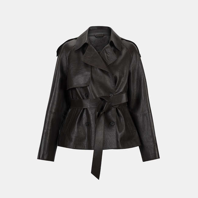  Amadika Kahve Kadın Deri Trençkot