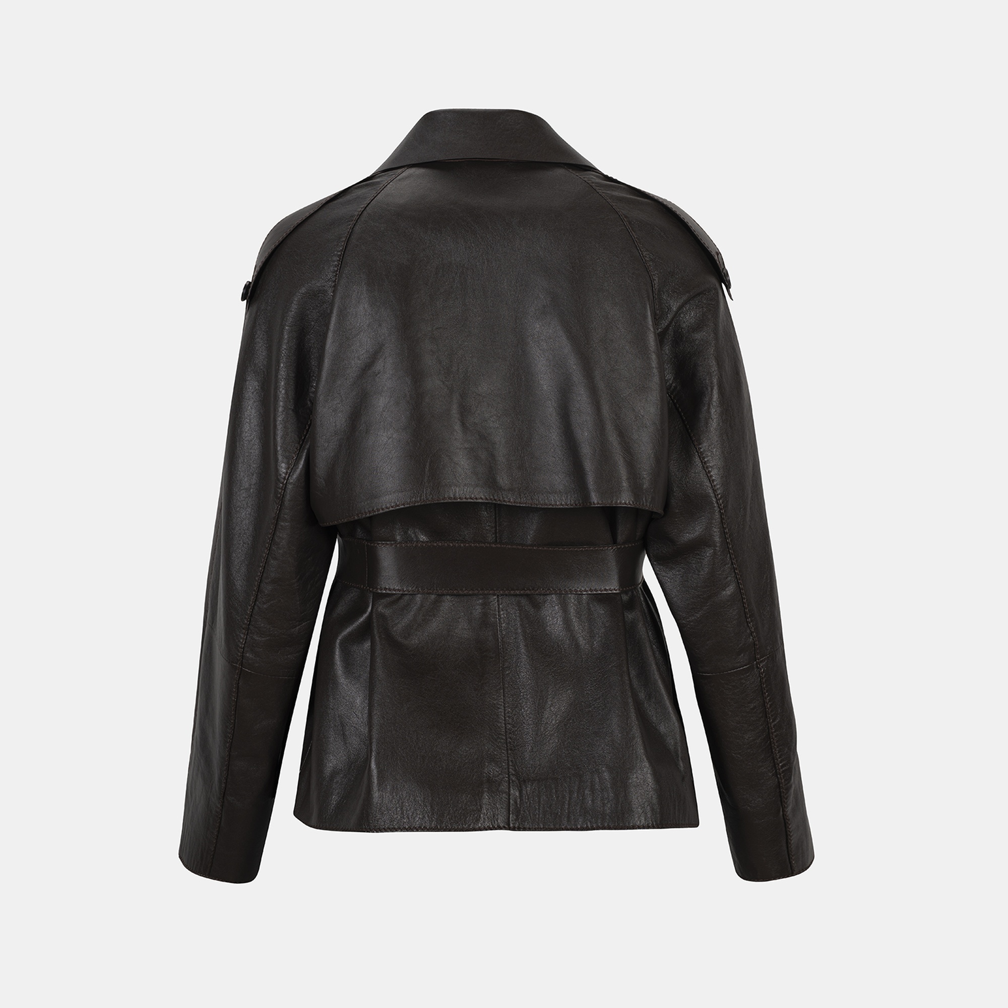 Amadika Kahve Kadın Deri Trençkot