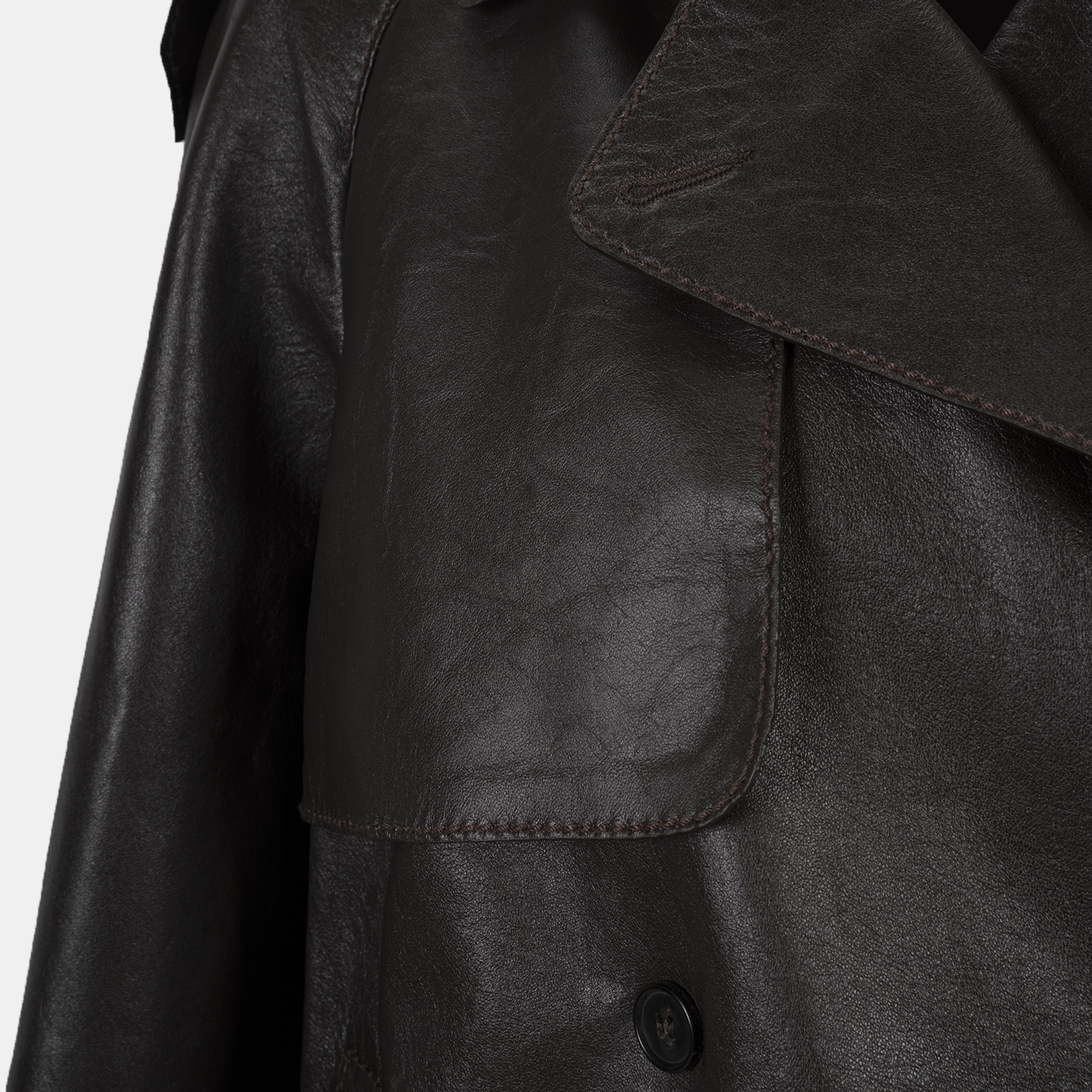 Amadika Kahve Kadın Deri Trençkot