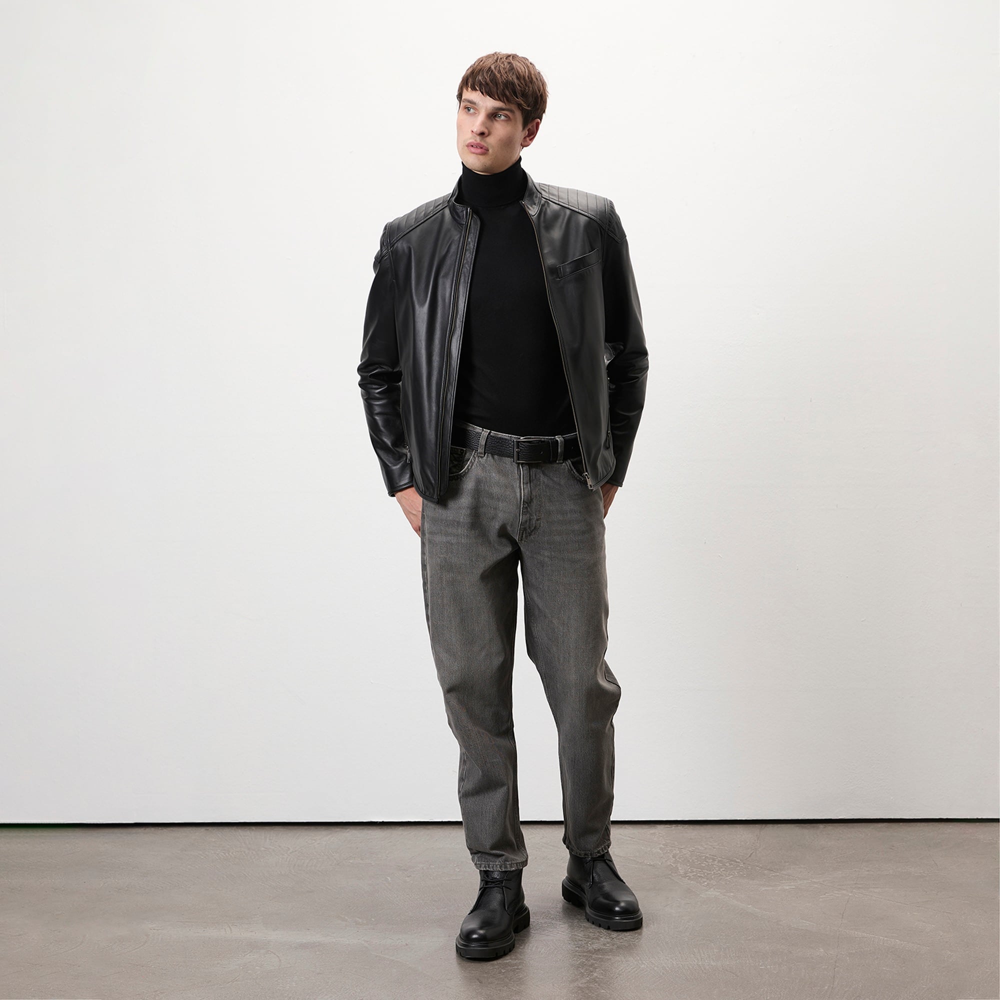 Dugan Siyah Erkek Deri Mont