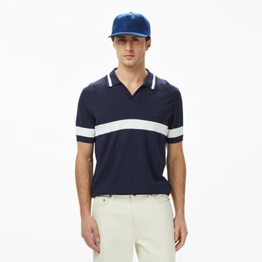  Brooks Brothers Polo Yaka Çizgi Detaylı Kısa Kol Rayon Erkek Lacivert Kazak