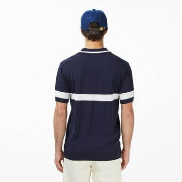 Brooks Brothers Polo Yaka Çizgi Detaylı Kısa Kol Rayon Erkek Lacivert Kazak