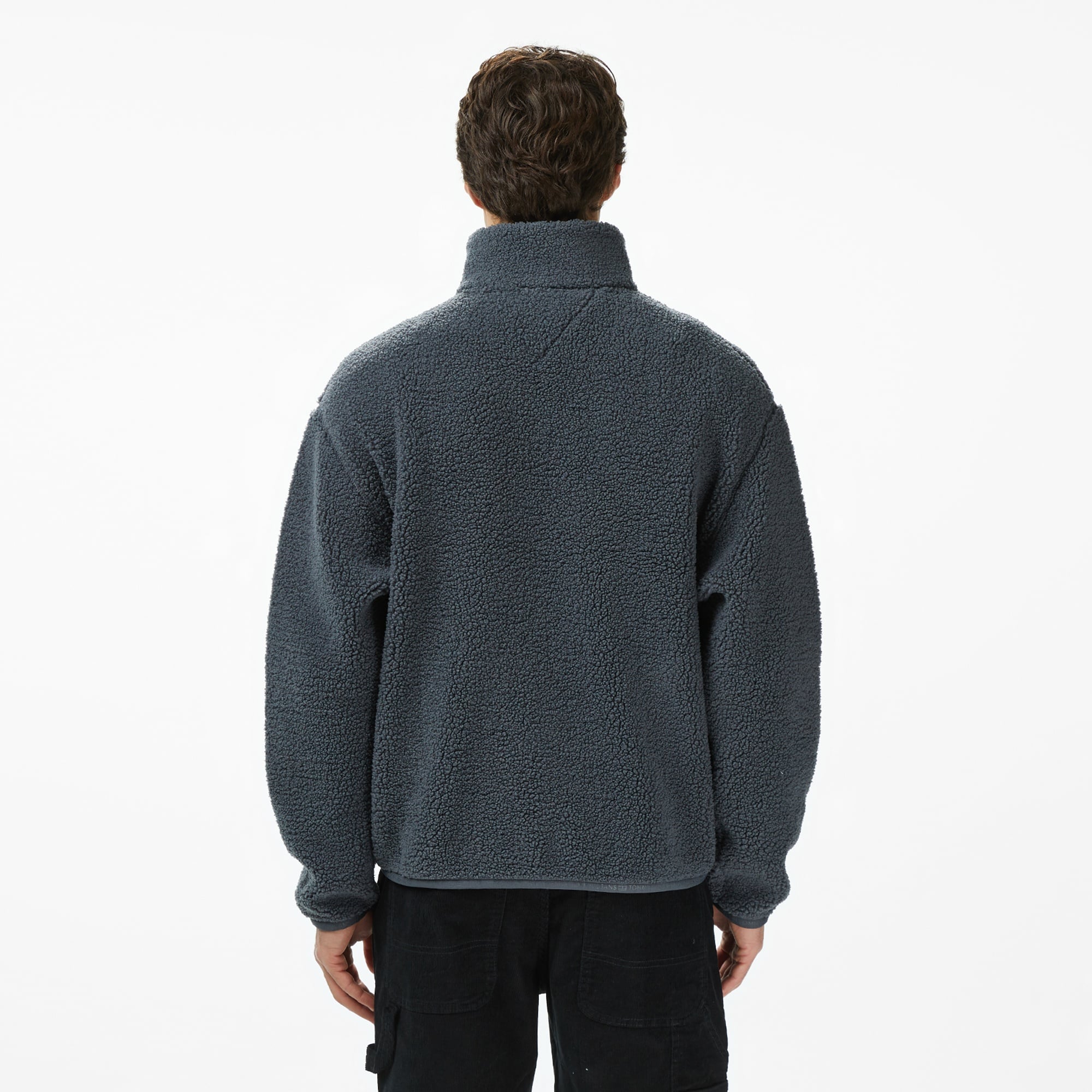 Tommy Jeans Relax Badge Erkek Gri Fermuarlı Sweatshirt