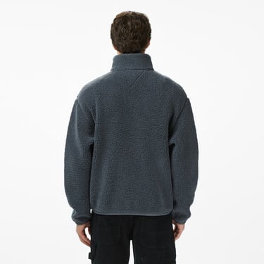  Tommy Jeans Relax Badge Erkek Gri Fermuarlı Sweatshirt