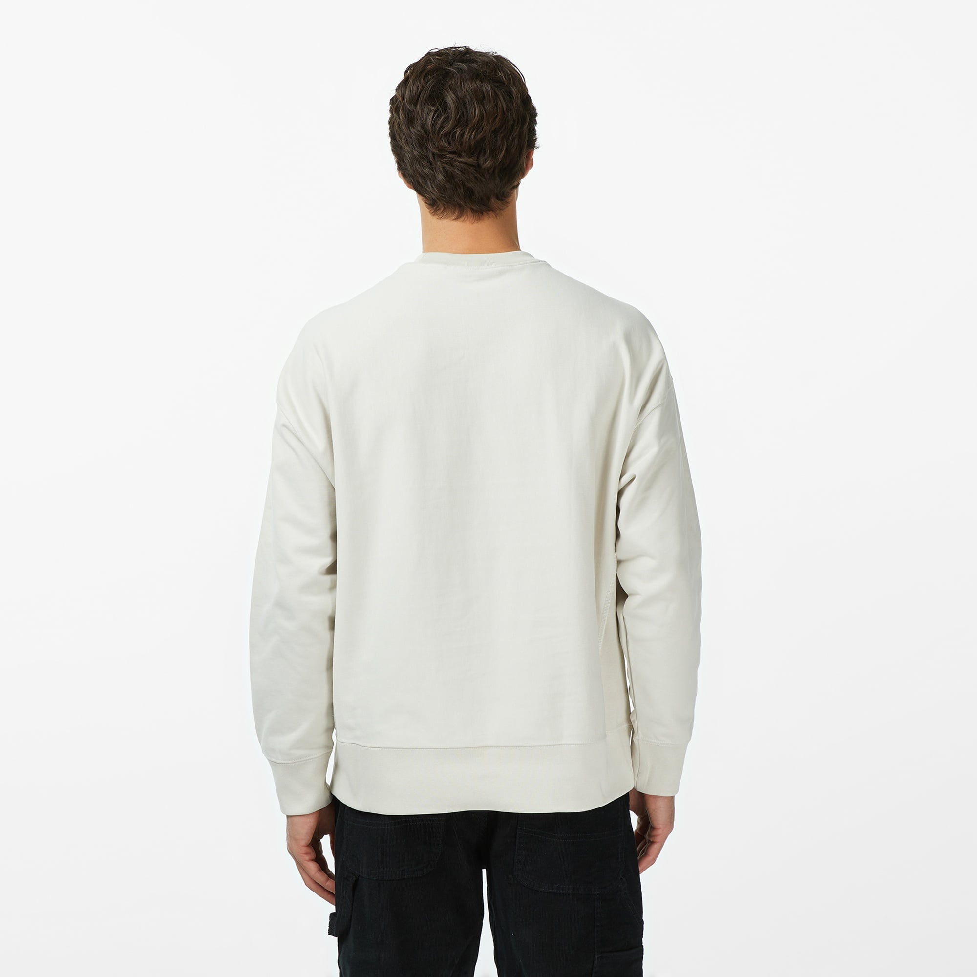 Calvin Klein Premium Terry Monogram Erkek Beyaz Sweatshirt