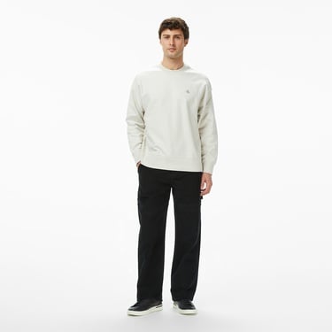  Calvin Klein Premium Terry Monogram Erkek Beyaz Sweatshirt