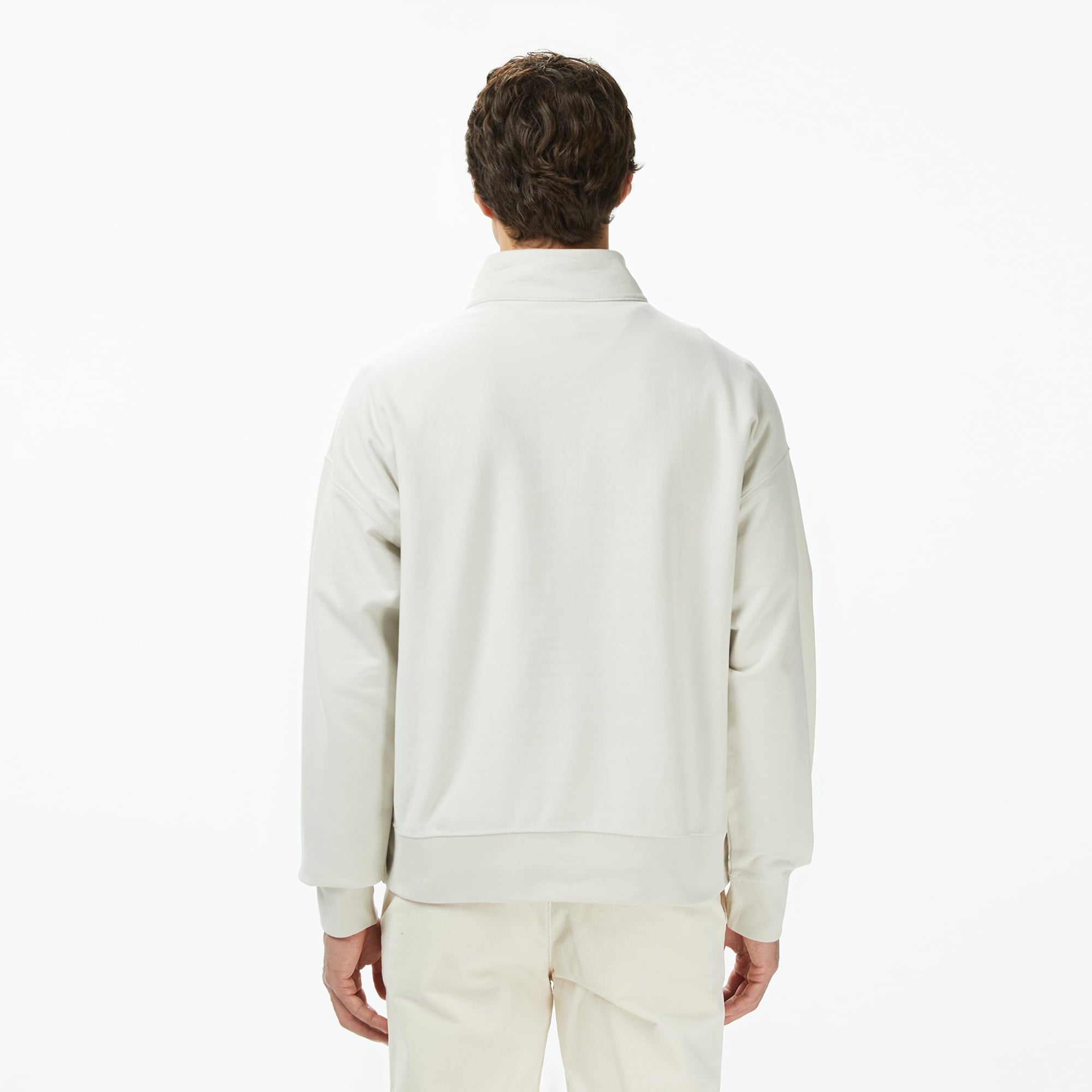 Calvin Klein Premium Terry Micro Monologo Erkek Beyaz Sweatshirt