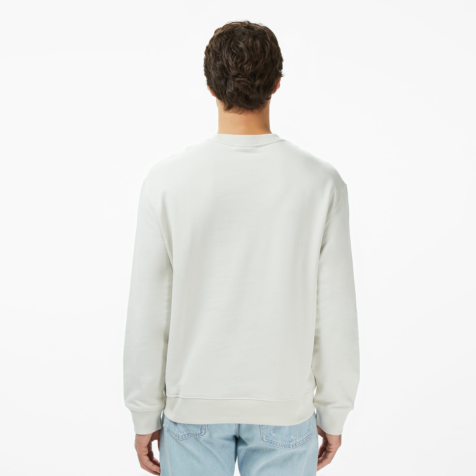 Calvin Klein Terry Monogram Erkek Beyaz Sweatshirt