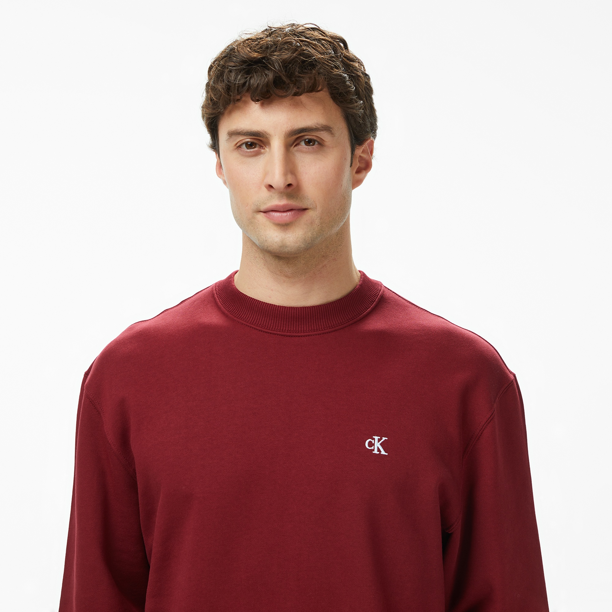 Calvin Klein Terry Monogram Erkek Kırmızı Sweatshirt