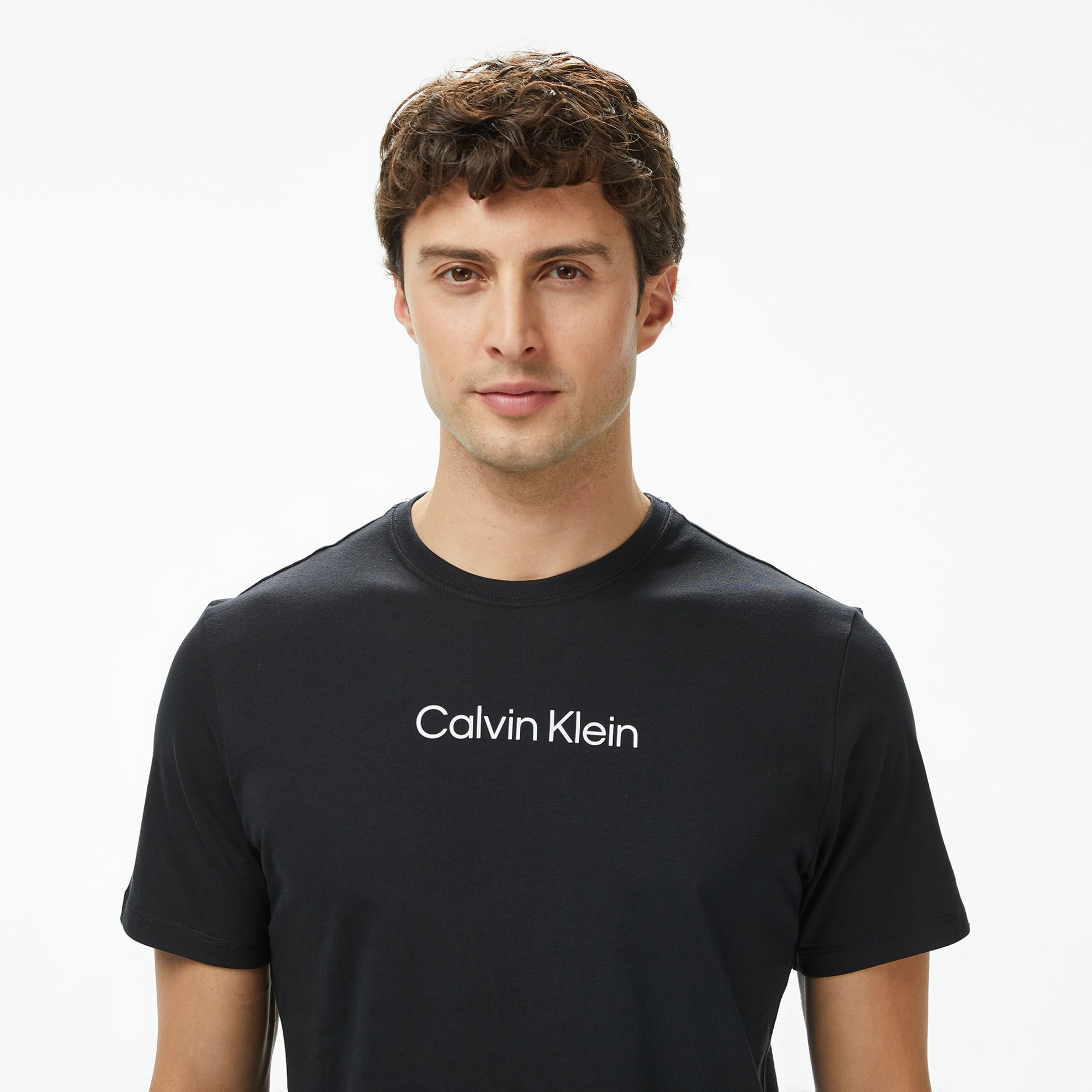 Calvin Klein Standard Logo Crew Erkek Siyah T-Shirt