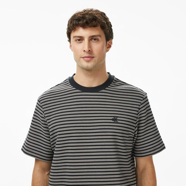  Calvin Klein Striped Ottoman Erkek Siyah T-Shirt