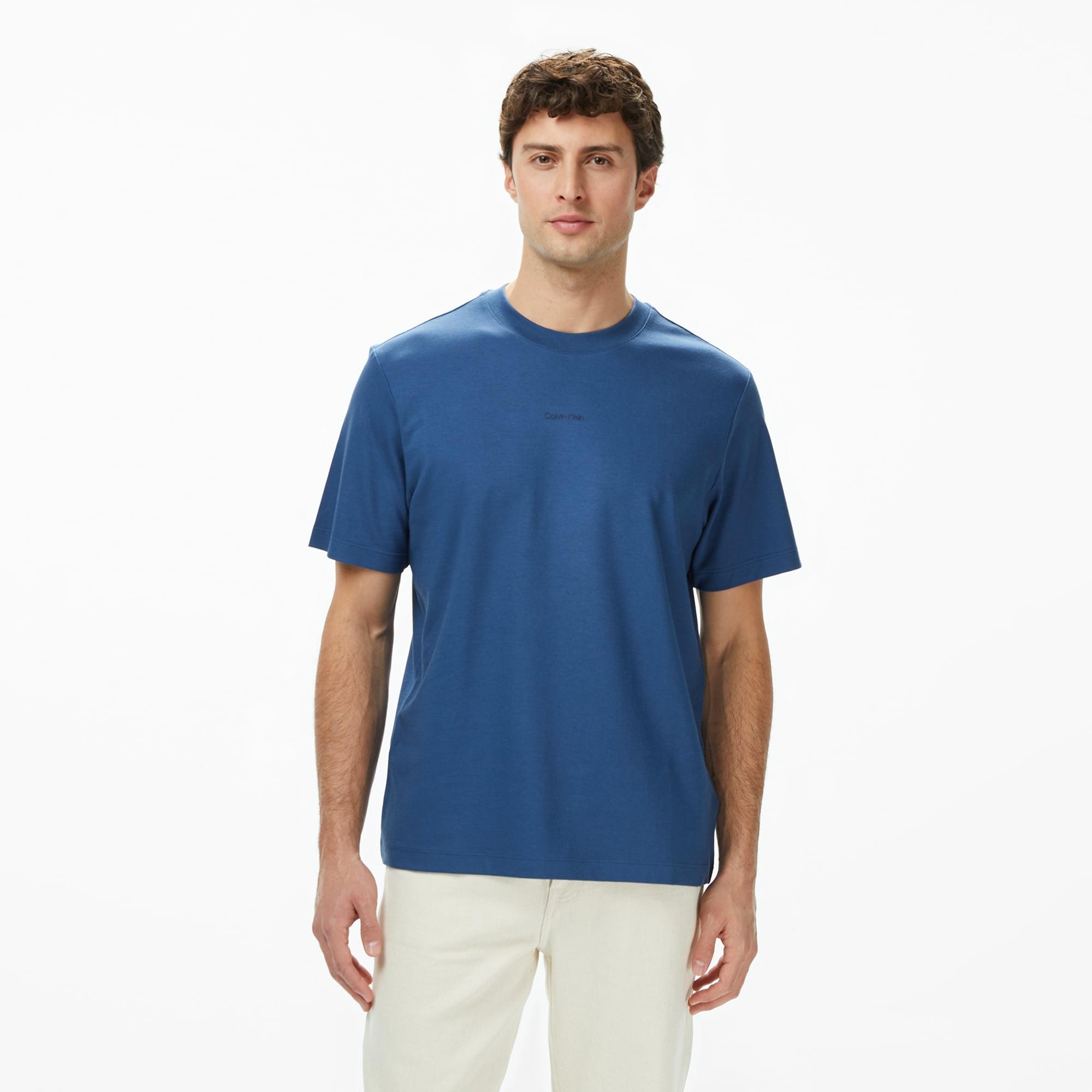 Calvin Klein Pique Nano Erkek Mavi T-Shirt
