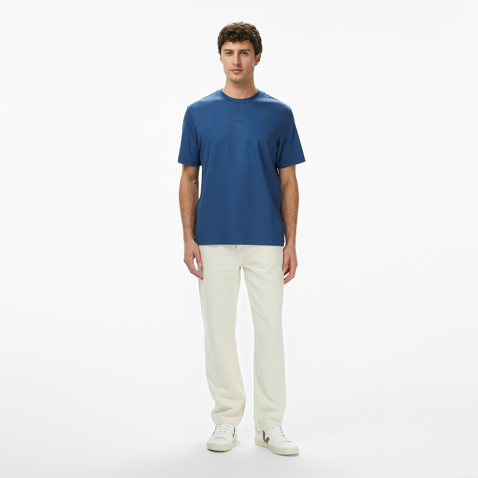 Calvin Klein Pique Nano Erkek Mavi T-Shirt