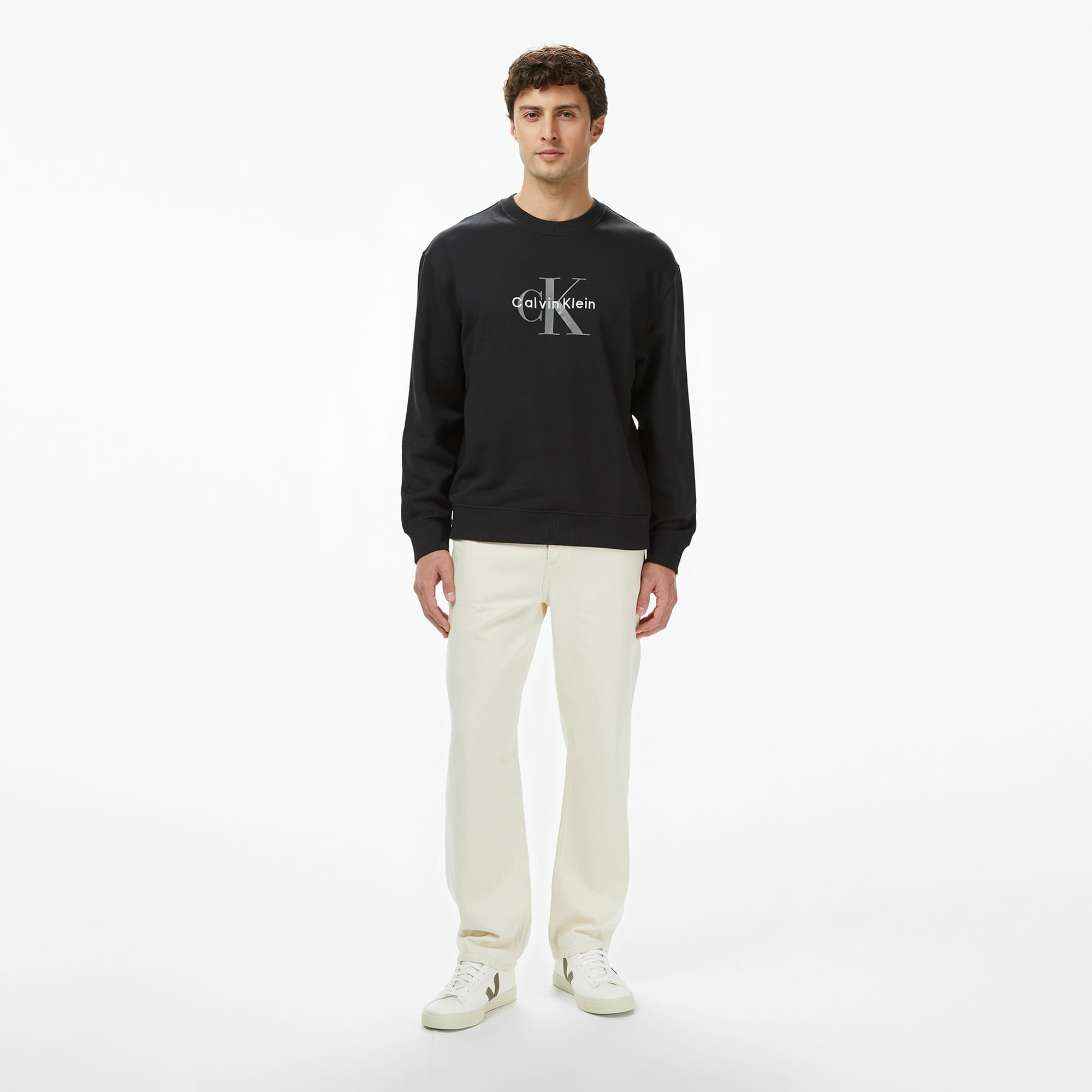 Calvin Klein Terry Monologo Erkek Siyah Sweatshirt