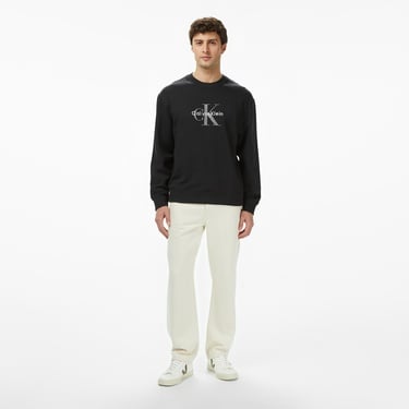  Calvin Klein Terry Monologo Erkek Siyah Sweatshirt