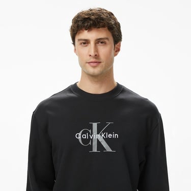  Calvin Klein Terry Monologo Erkek Siyah Sweatshirt