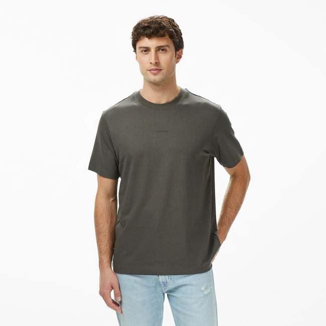  Calvin Klein Stretch Cotton Pique Nano Erkek Gri T-Shirt