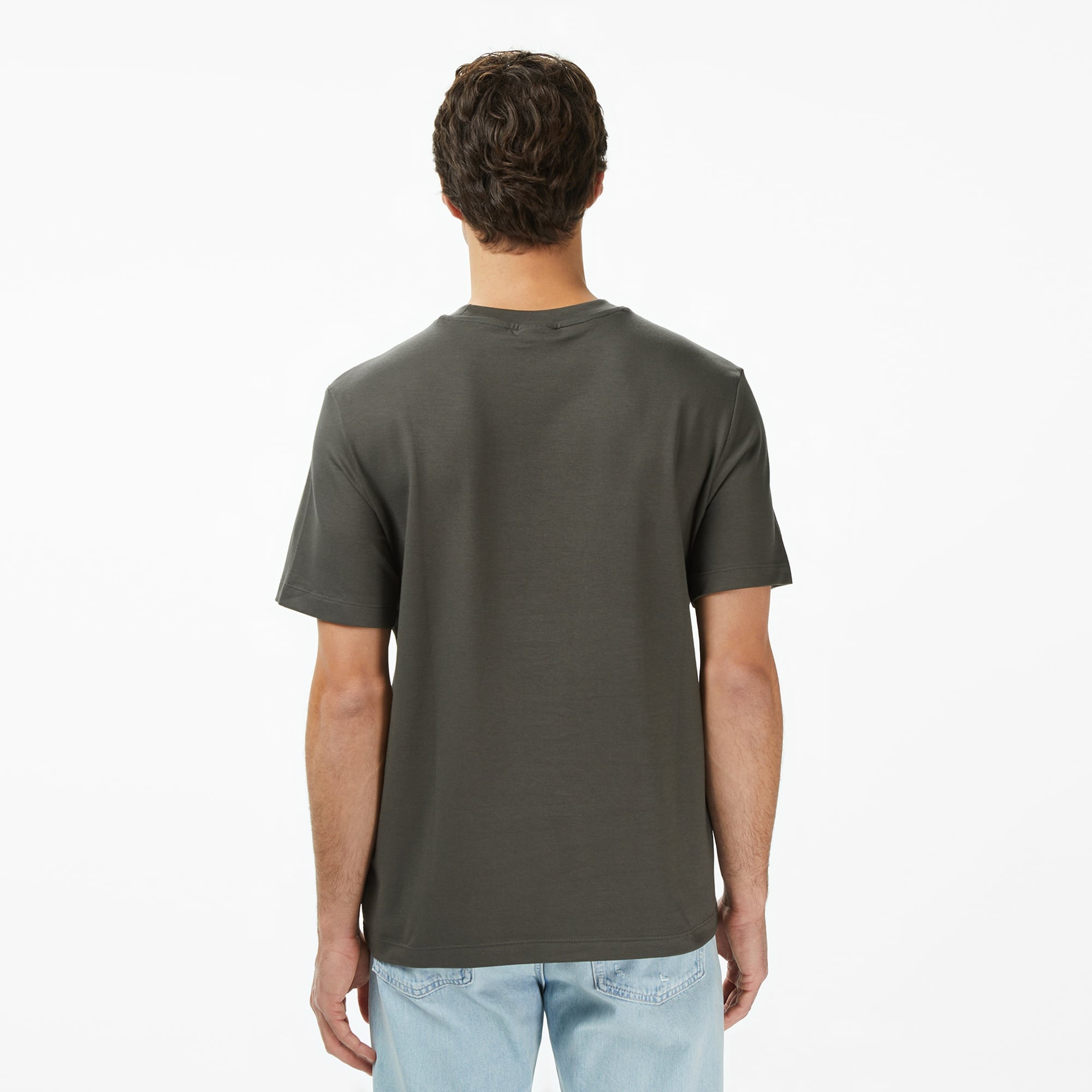Calvin Klein Stretch Cotton Pique Nano Erkek Gri T-Shirt