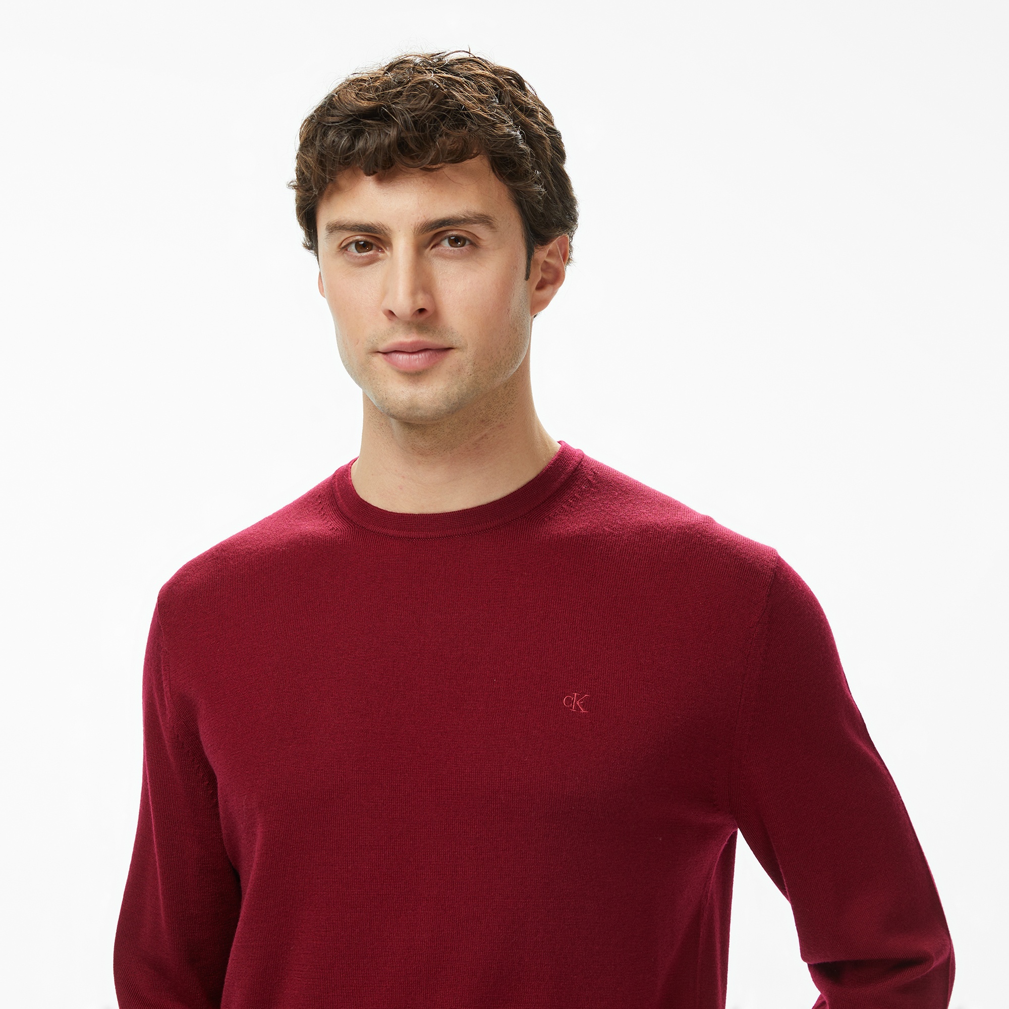 Calvin Klein Merino Crew Erkek Kırmızı Triko