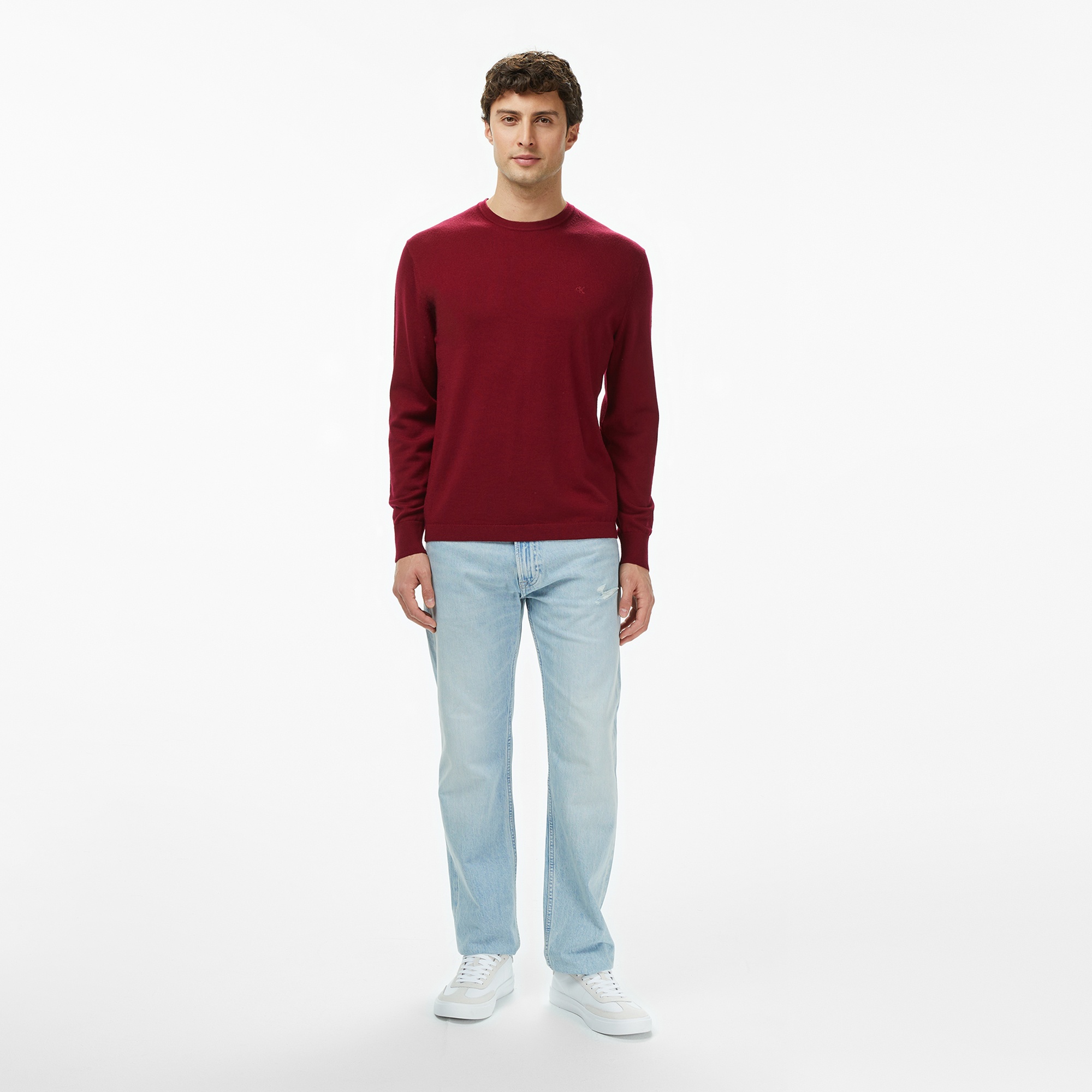 Calvin Klein Merino Crew Erkek Kırmızı Triko