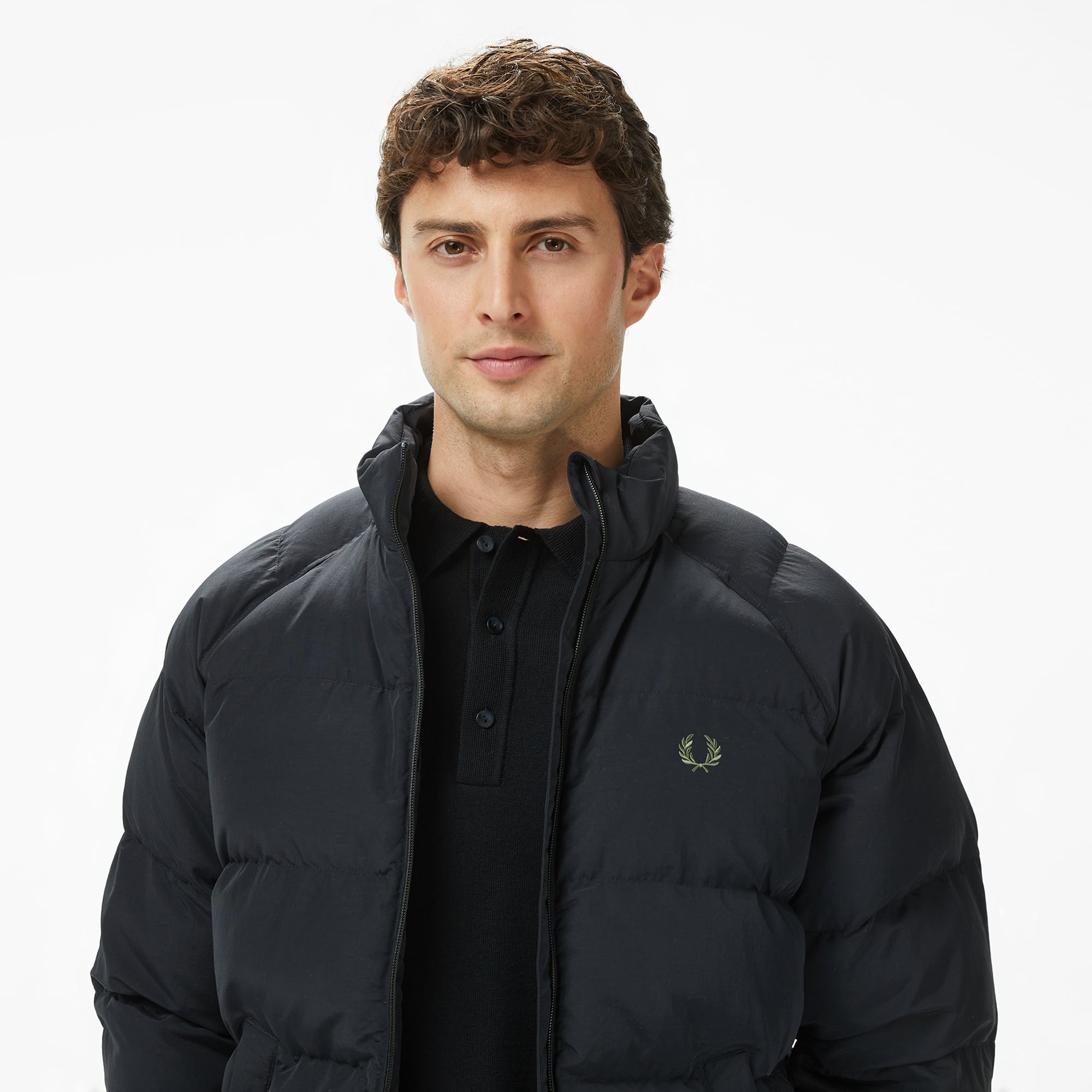 Fred Perry Raglan Padded Erkek Siyah Mont