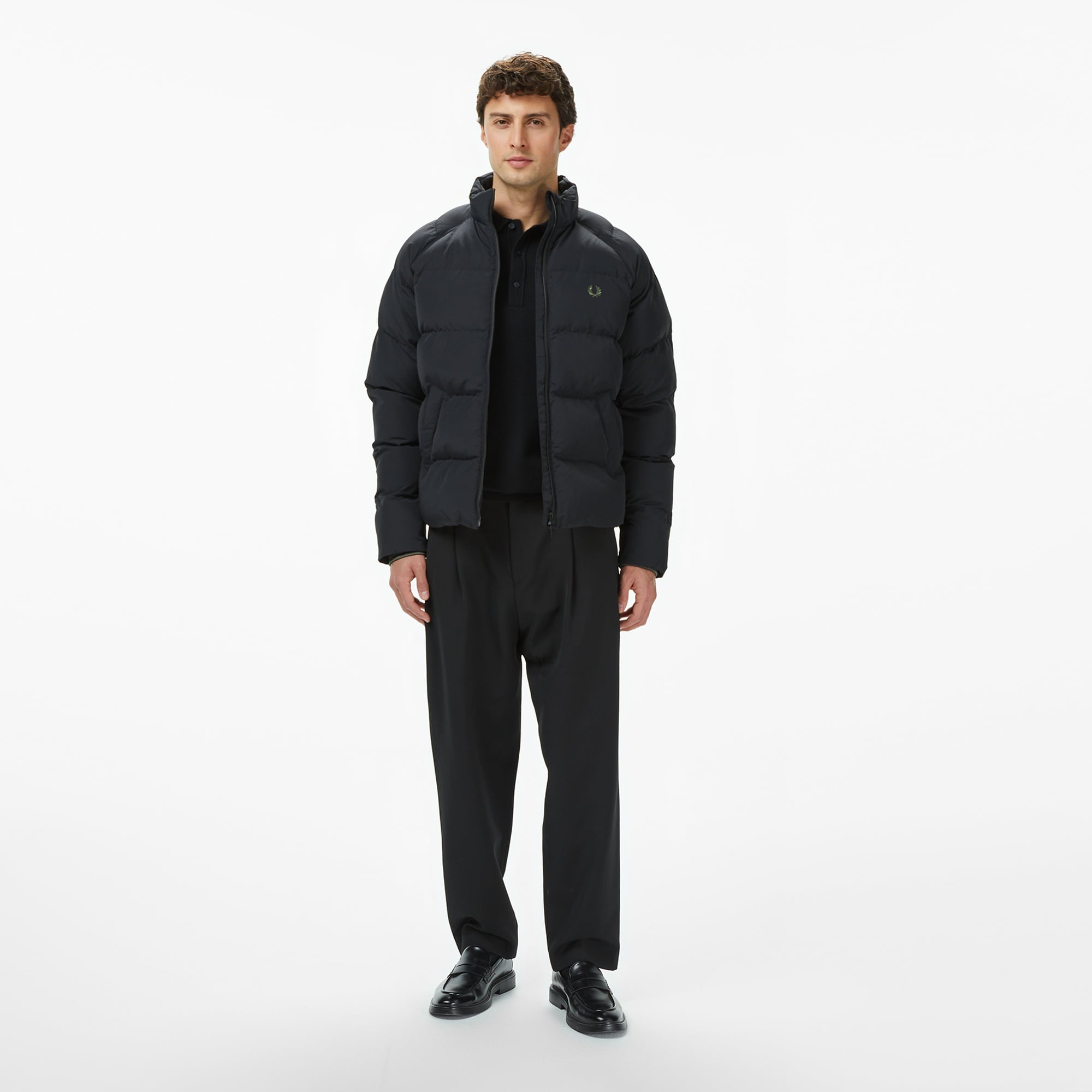 Fred Perry Raglan Padded Erkek Siyah Mont