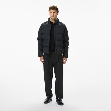  Fred Perry Raglan Padded Erkek Siyah Mont