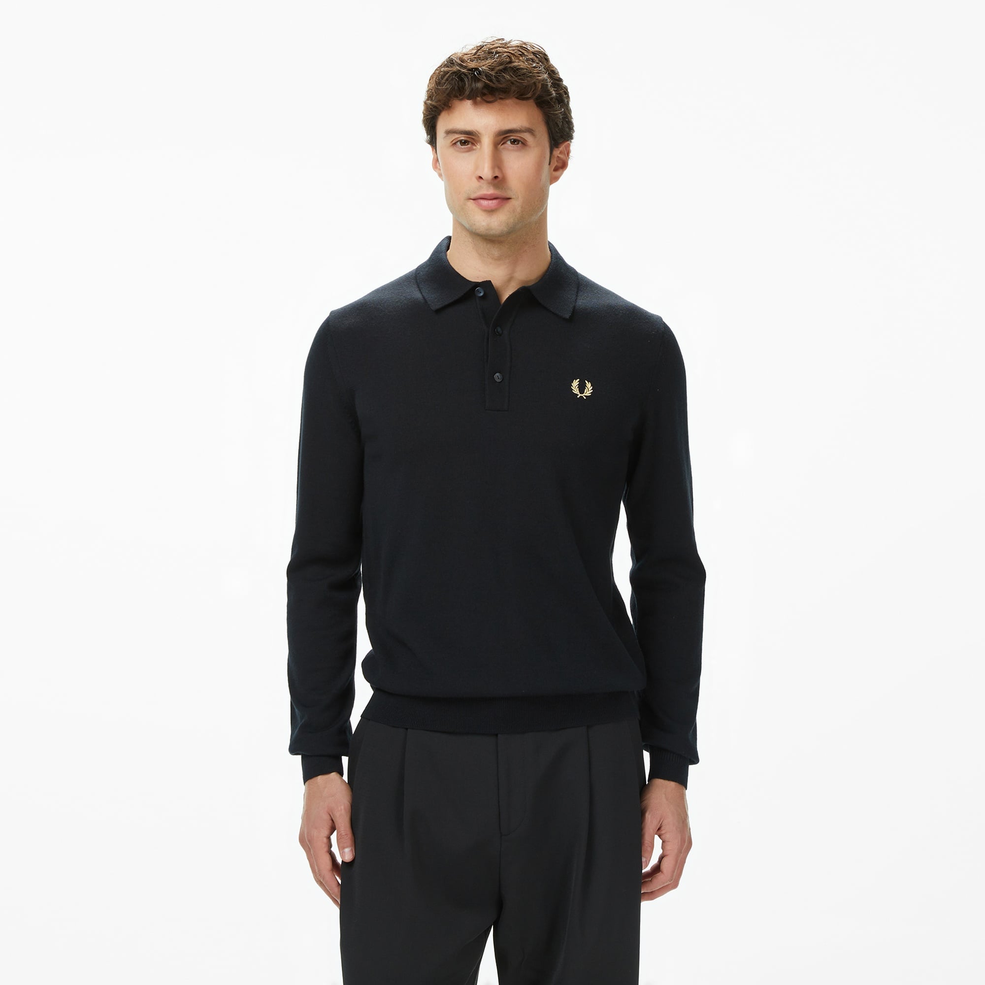 Fred Perry Classic Knitted Erkek Siyah Polo