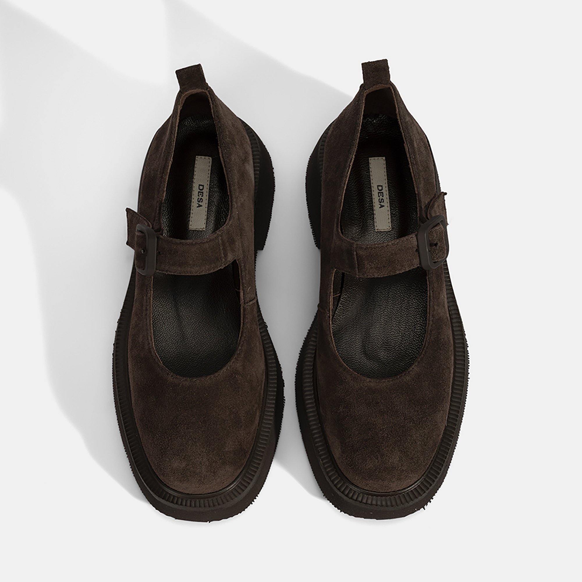 Kadın Kahve Ayarlanabilir Tokalı Mary Jane Süet Günlük Ayakkabı