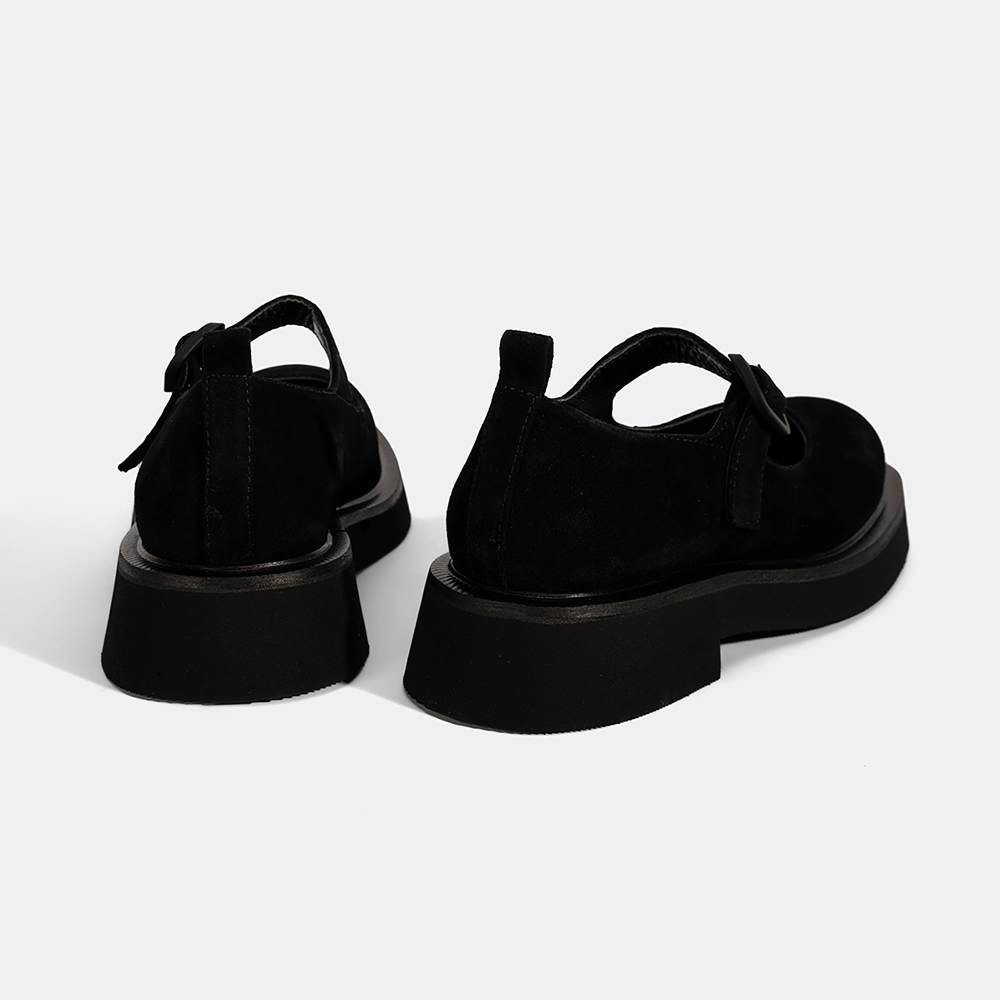 Kadın Siyah Ayarlanabilir Tokalı Mary Jane Süet Günlük Ayakkabı