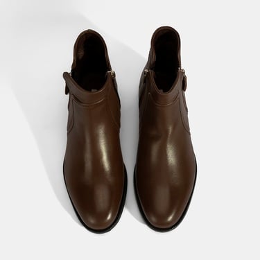  Kadın Kahve Çift Fermuarlı Deri Bot