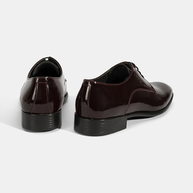  Erkek Bordo Bağcıklı Rugan Deri Klasik Ayakkabı
