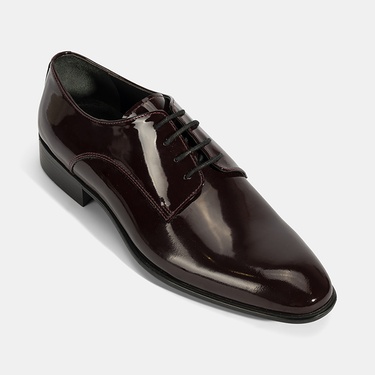  Erkek Bordo Bağcıklı Rugan Deri Klasik Ayakkabı