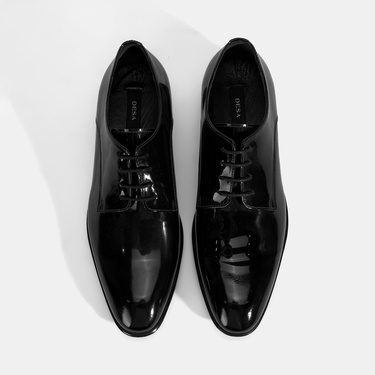  Erkek Siyah Bağcıklı Rugan Deri Klasik Ayakkabı