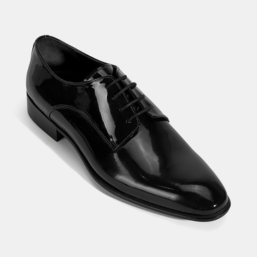  Erkek Siyah Bağcıklı Rugan Deri Klasik Ayakkabı