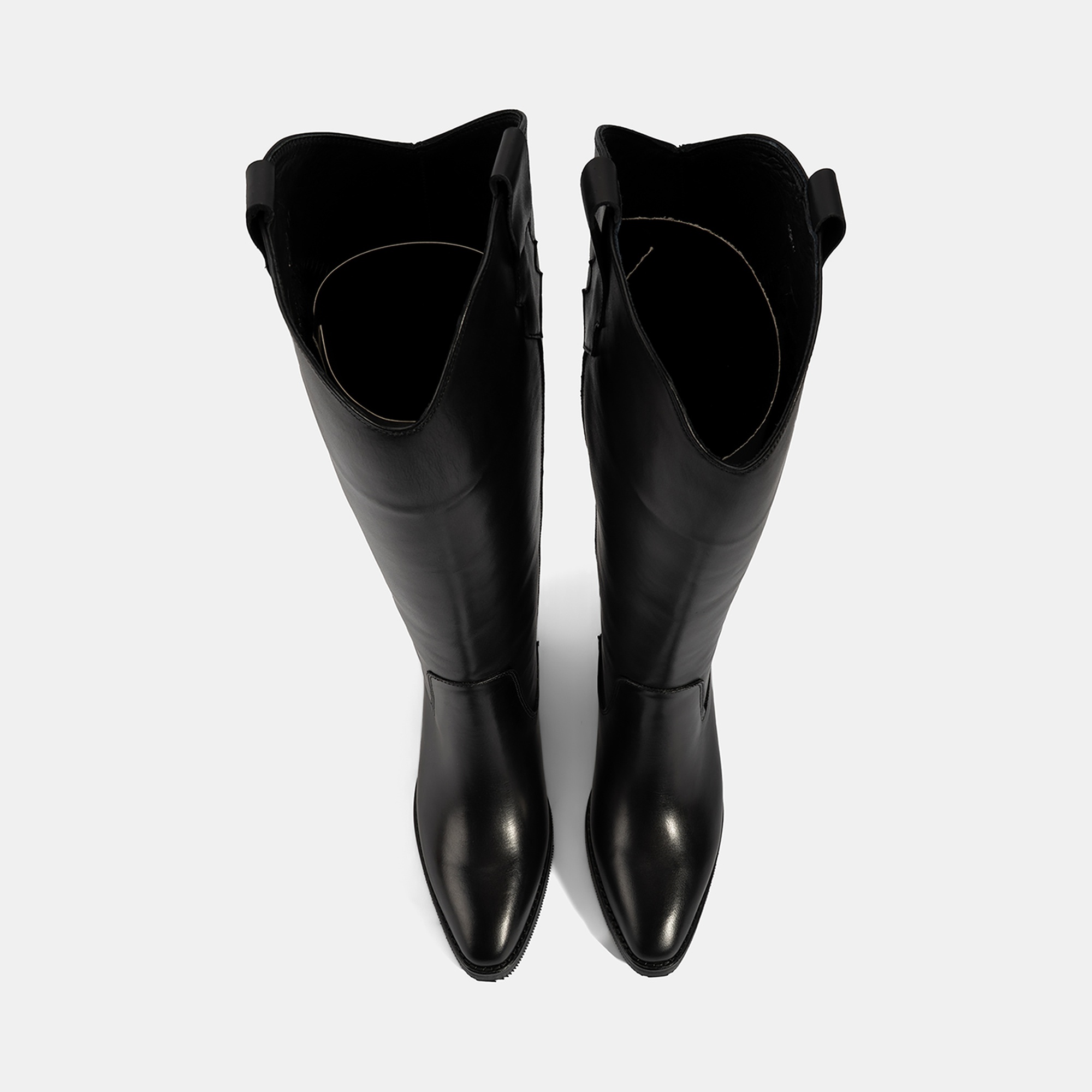 Kadın Siyah Kalın Topuklu Deri Çizme