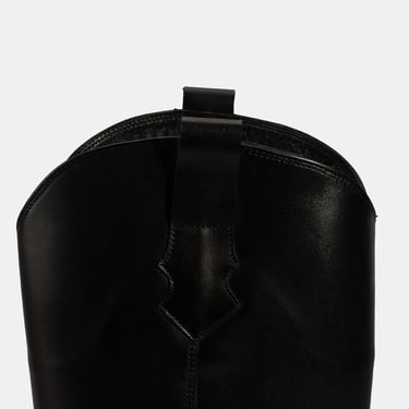  Kadın Siyah Kalın Topuklu Deri Çizme