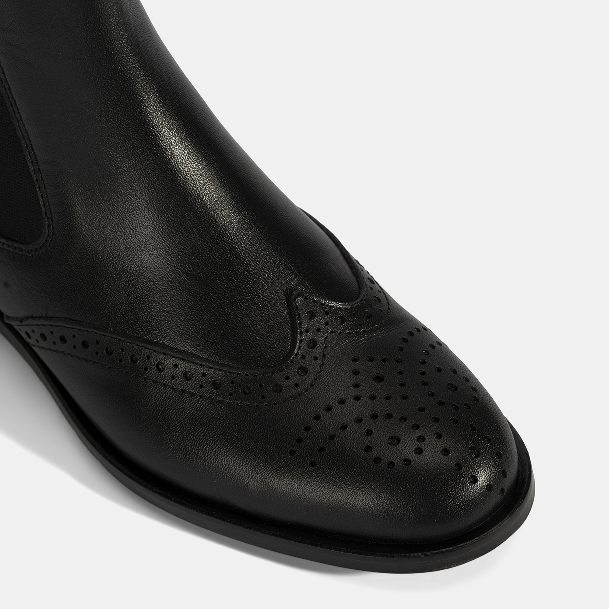 Kadın Turuncu Astar Detaylı Siyah Chelsea Deri Bot