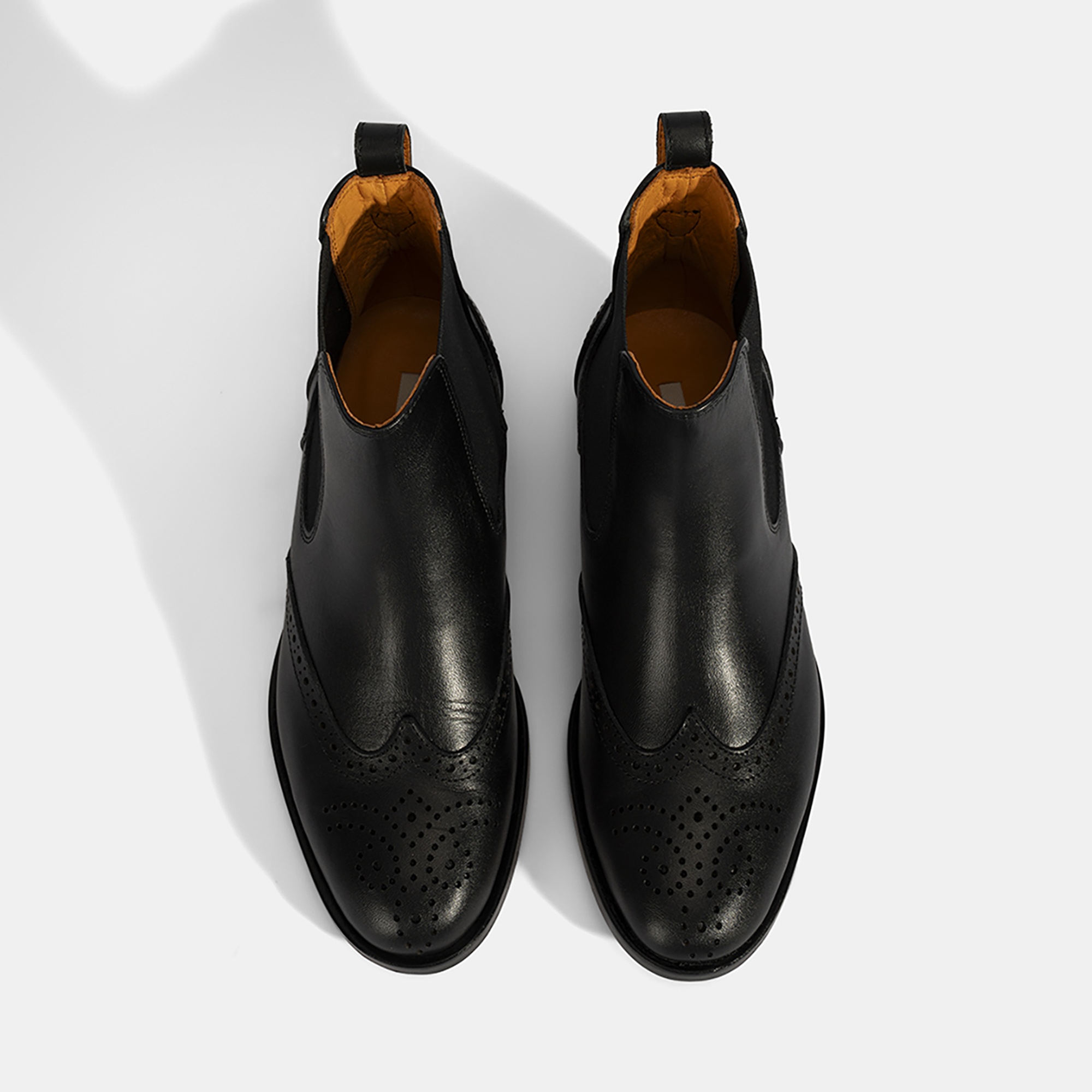 Kadın Turuncu Astar Detaylı Siyah Chelsea Deri Bot