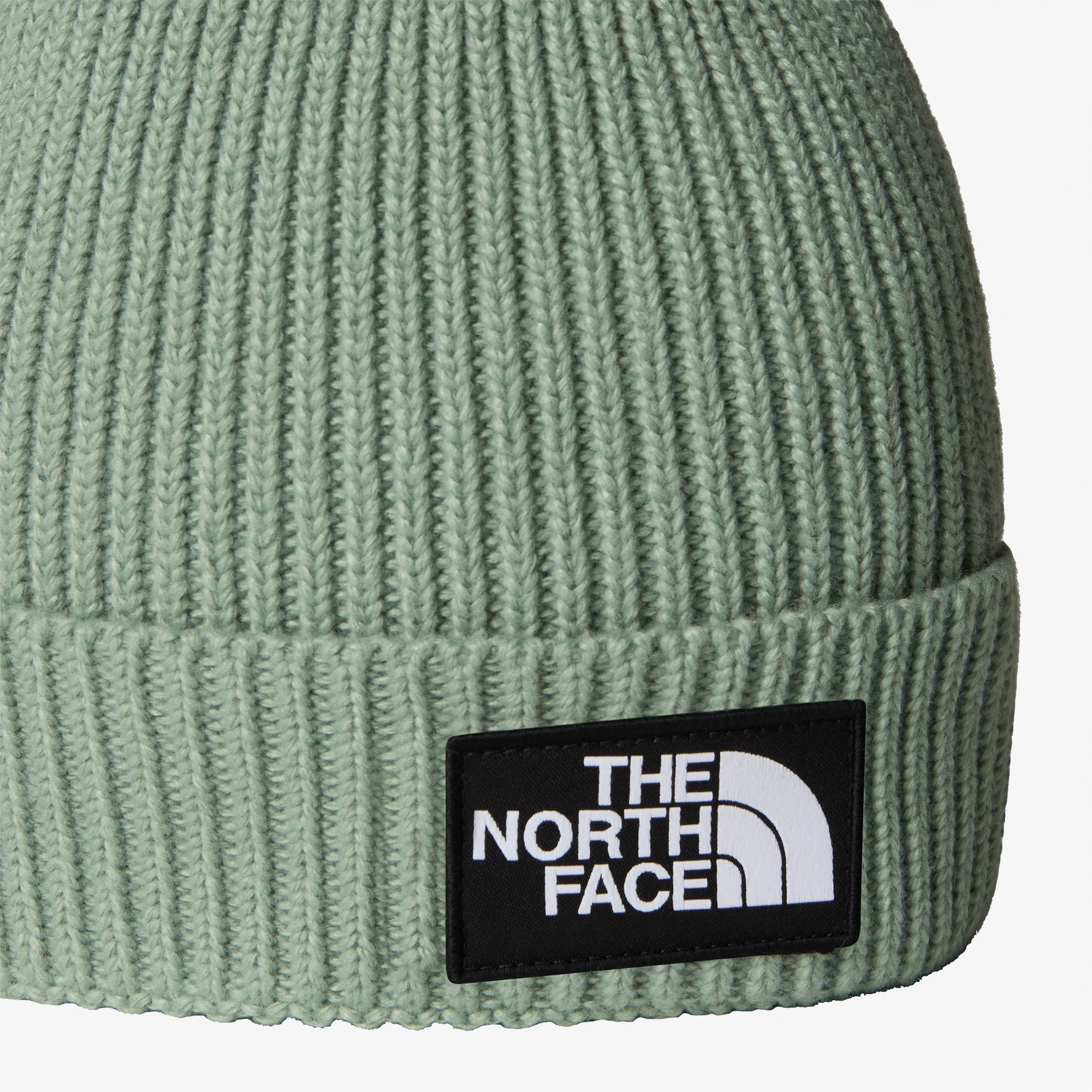 The North Face Logo Box Cuffed Yeşil Bere