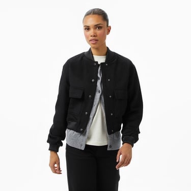  Guess Lorenza Yün Karışımlı Bomber Kadın Siyah Ceket