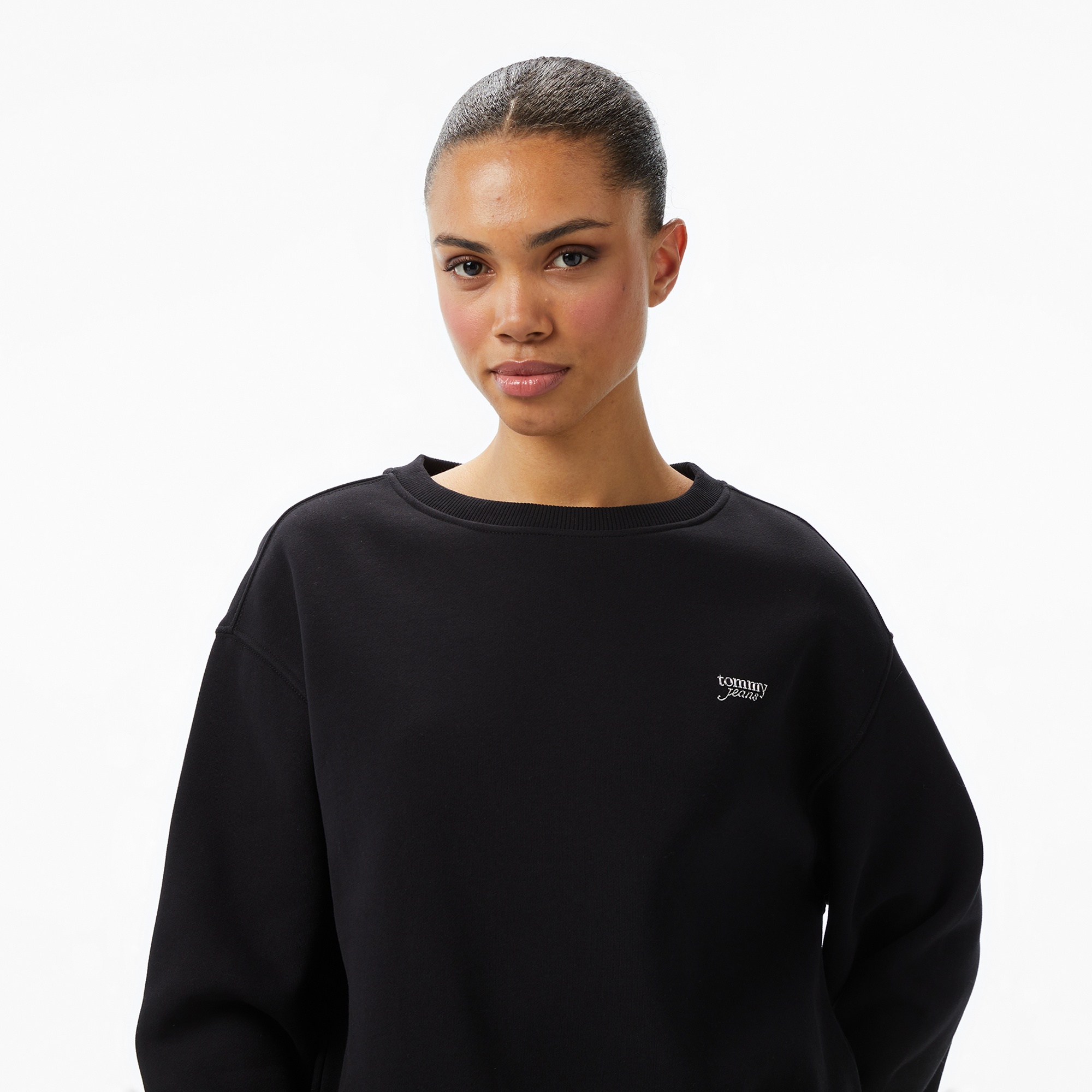 Tommy Jeans Silver Script Kadın Siyah Sweatshirt