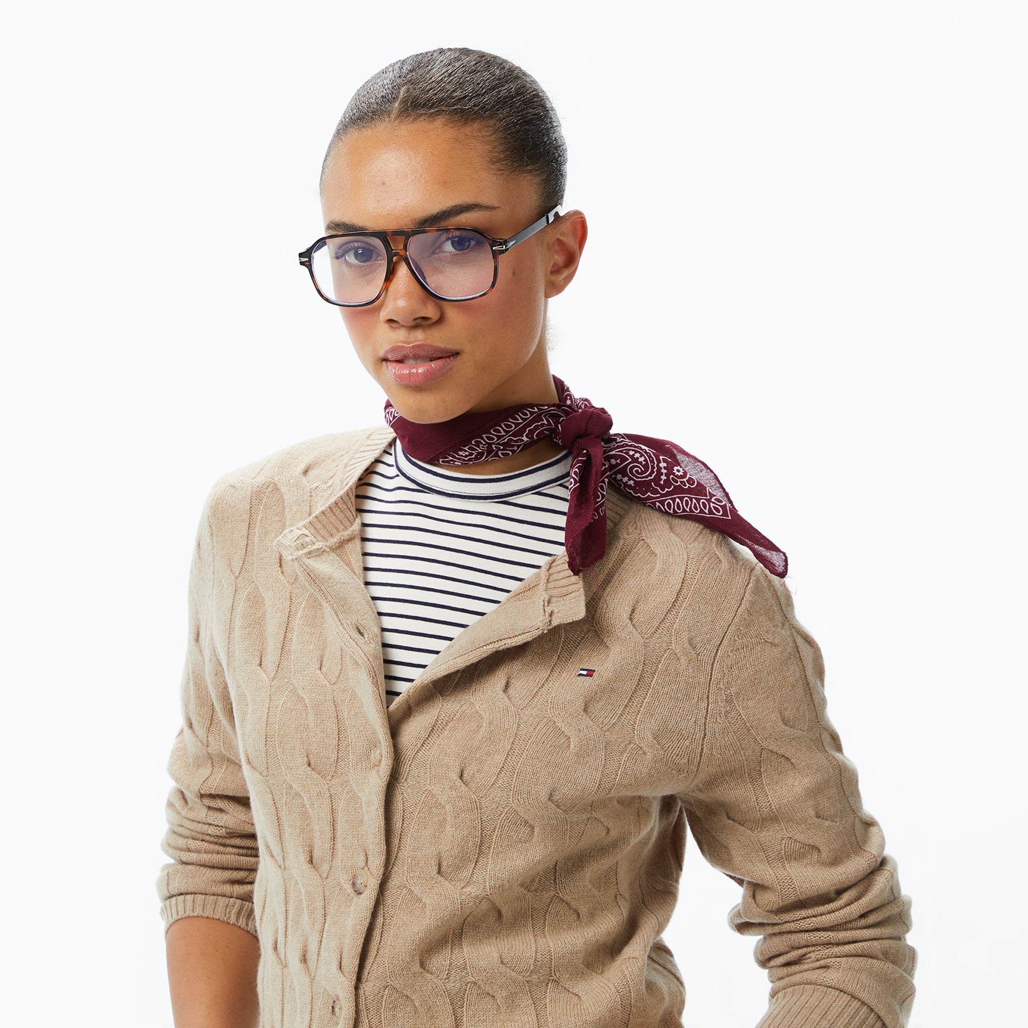 Tommy Hilfiger Soft Wool Cable Cardigan Kadın Bej Hırka