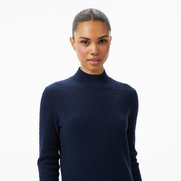  Tommy Hilfiger Wool Cash Cable Kadın Mavi Elbise