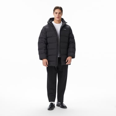  Calvin Klein Bonded Long Hooded Erkek Siyah Puffer Mont